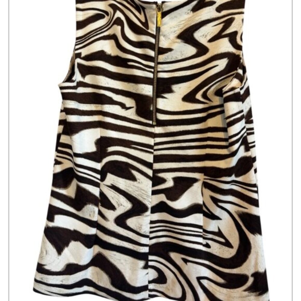 Michael Kors Women’s Brown & Tan Sleeveless Stretch Signature Zipper Top Size La